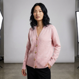 Cardigan lavorato a maglia con scollo a V da donna, bottoni frontali, stile autunnale