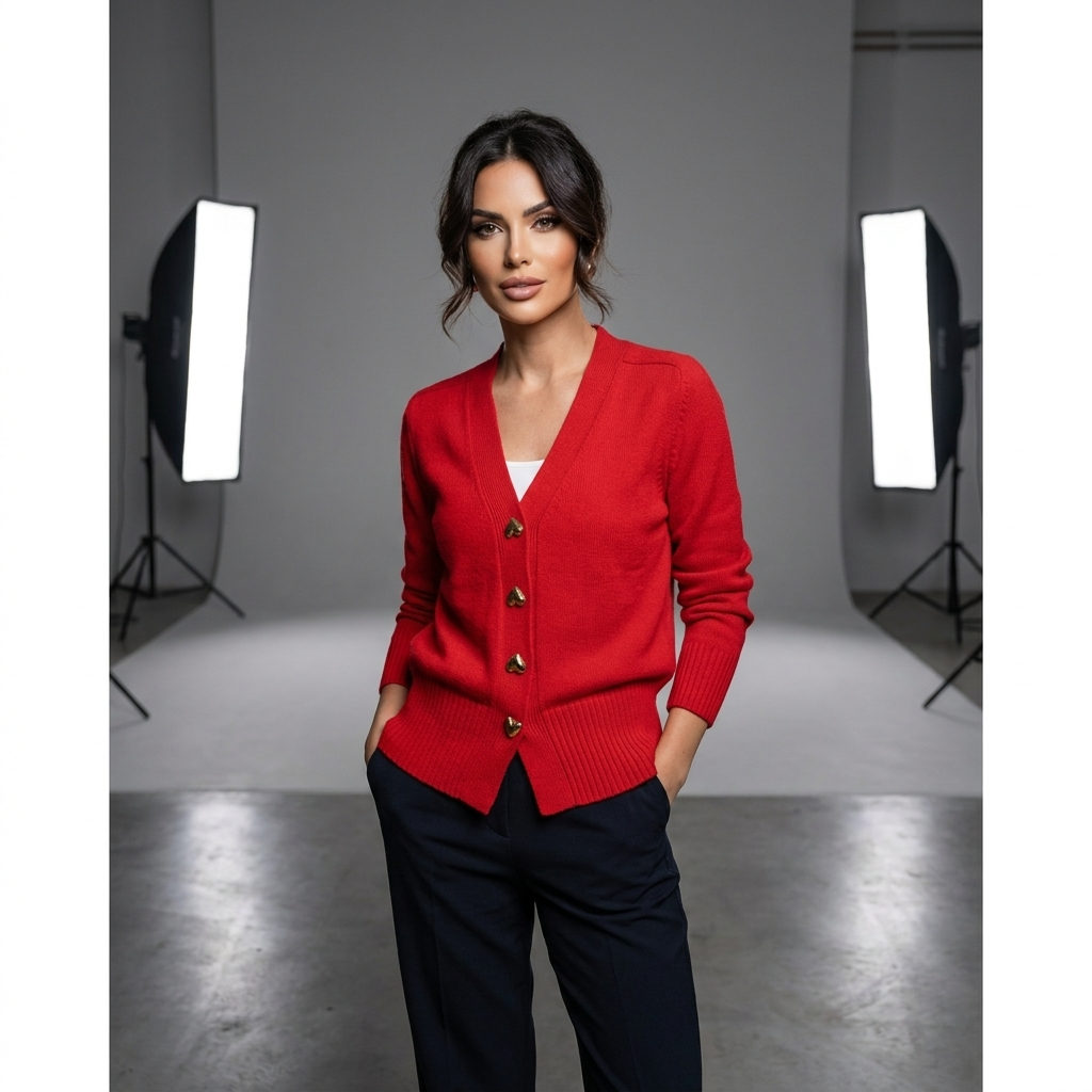 Cardigan lavorato a maglia con scollo a V da donna, bottoni frontali, stile autunnale