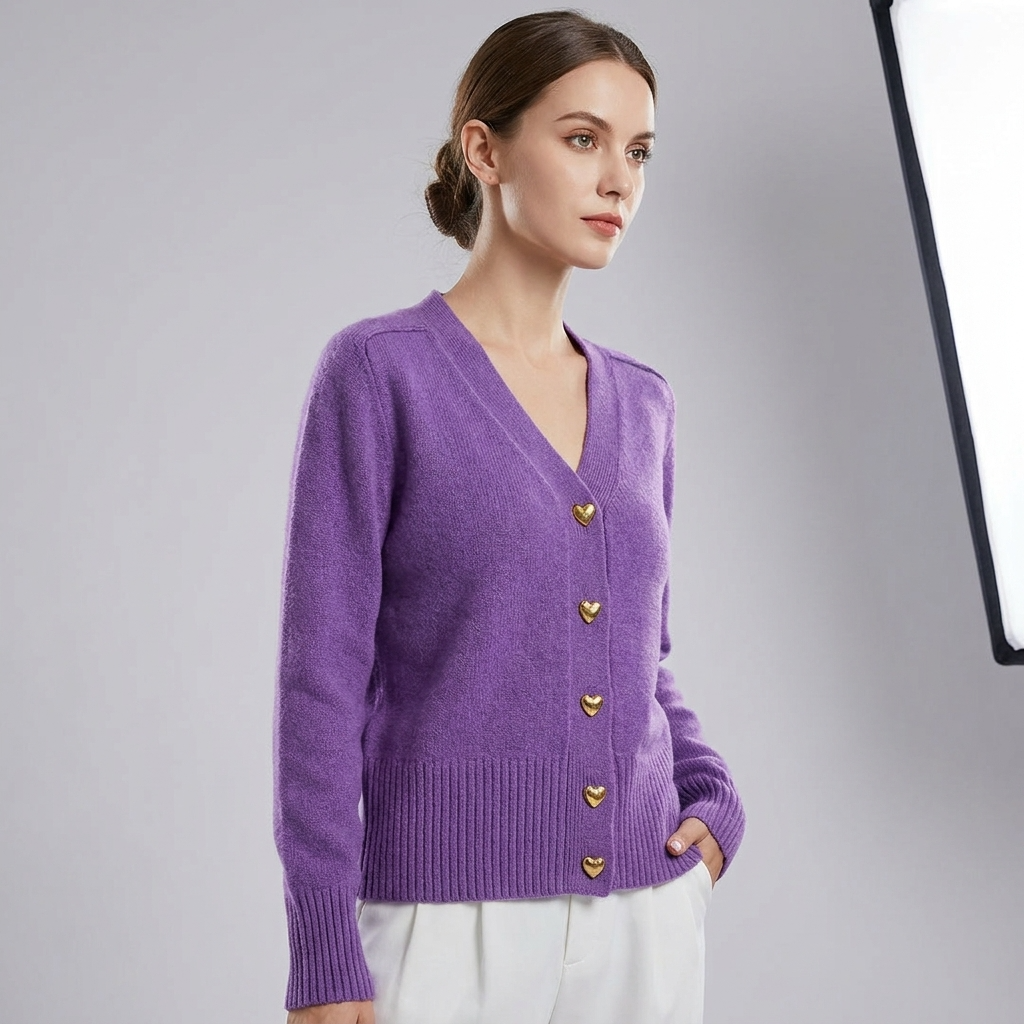 Cardigan lavorato a maglia con scollo a V da donna, bottoni frontali, stile autunnale
