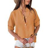 Elegante camicetta in lino da donna con mezze maniche - Top casual elegante
