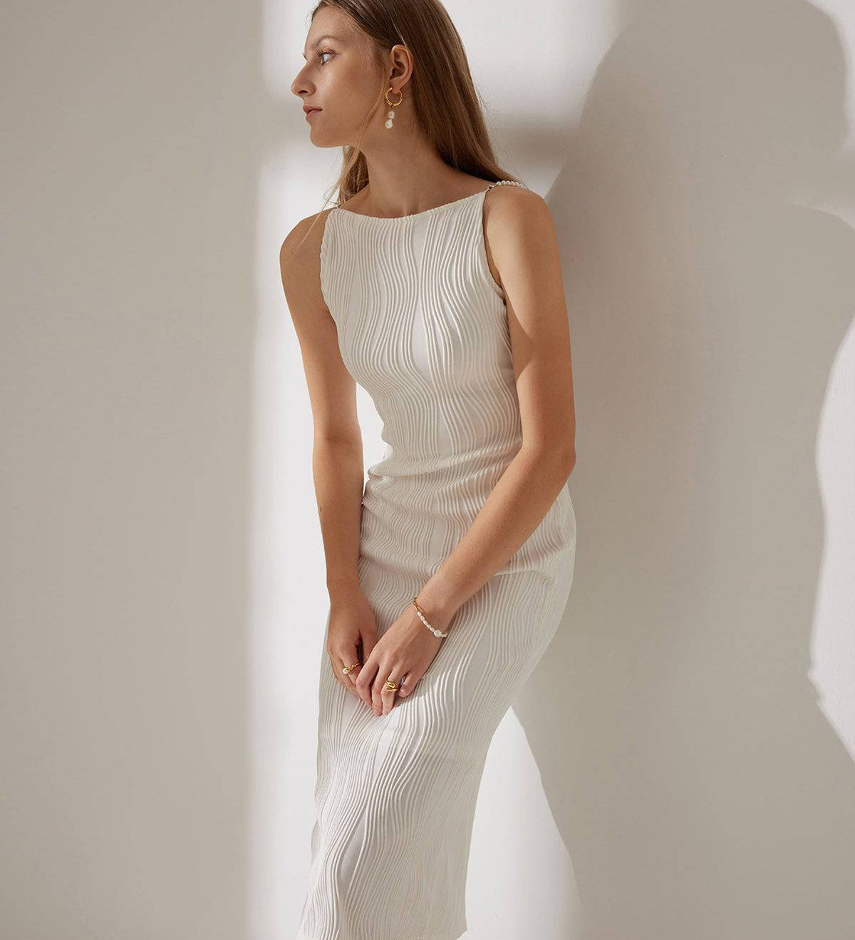 Giovanna™ | Abito midi con bretelle decorate