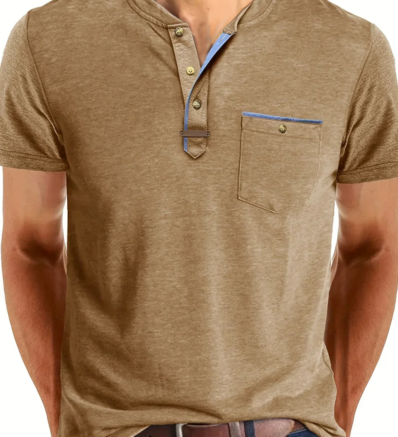 Varel | T-shirt elegante con colletto rotondo e tasca