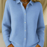 Cardigan da donna in maglia morbida con bottoni – Maniche lunghe classiche