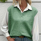 Donna - Gilet a coste con scollo a V - Vestibilità rilassata