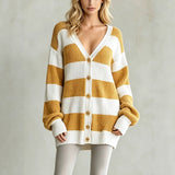 Cardigan cappotto donna a righe in maglia - Morbido e comodo