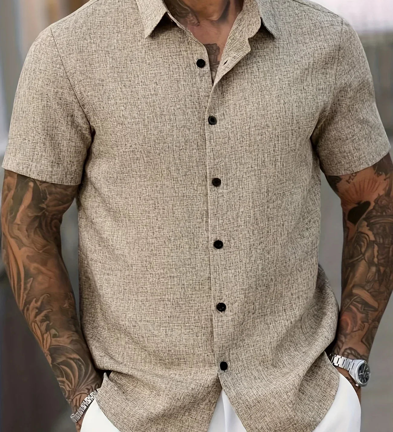 Varel | Camicia leggera a maniche corte in misto lino