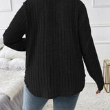 Maglione donna a tinta unita con scollo a V, maniche lunghe, in morbido misto cotone e vestibilità comoda casual per tutti i giorni