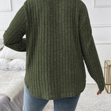 Maglione donna a tinta unita con scollo a V, maniche lunghe, in morbido misto cotone e vestibilità comoda casual per tutti i giorni