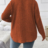 Maglione donna a tinta unita con scollo a V, maniche lunghe, in morbido misto cotone e vestibilità comoda casual per tutti i giorni