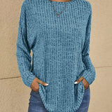 Maglione Donna Girocollo Manica Lunga in Morbido Cotone Misto Casual Base Quotidiano Comodo per Stratificazione