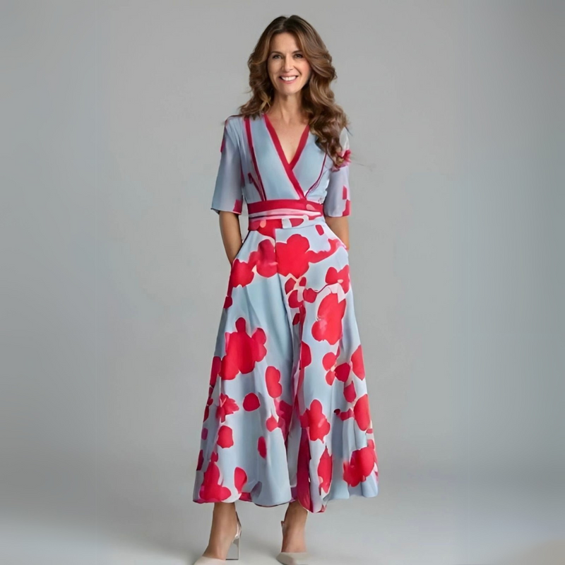 Abito Maxi Scollo a V per Donne – Adatto per Primavera e Estate, Ideale per Occasioni Casual e Festive