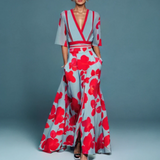 Abito Maxi Scollo a V per Donne – Adatto per Primavera e Estate, Ideale per Occasioni Casual e Festive