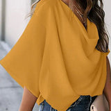 Camicetta da donna con maniche a pipistrello – Elegante, fluida e casual, perfetta per il lavoro.