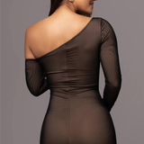 Abito Midi Scollo Asimmetrico per Donne – Adatto per Occasioni Festive, Con Una Spalla e Vestibilità Slim