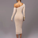 Abito Midi Scollo Asimmetrico per Donne – Adatto per Occasioni Festive, Con Una Spalla e Vestibilità Slim