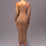 Abito Midi Scollo Asimmetrico per Donne – Adatto per Occasioni Festive, Con Una Spalla e Vestibilità Slim