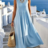 Abito donna ampio casual con collo rotondo