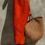 Abito in lino rosso da donna con spalline sottili - Boho e senza tempo