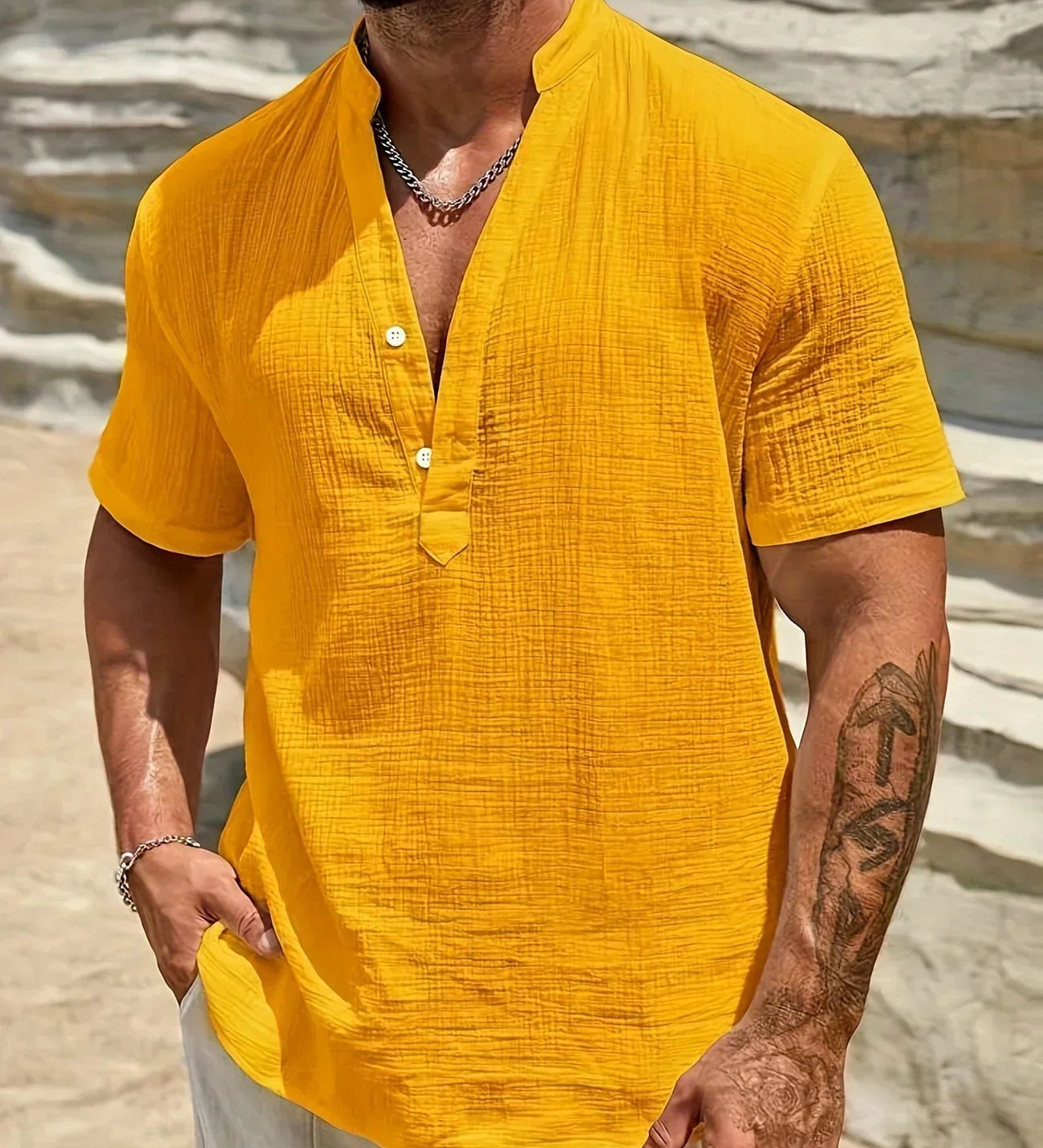Varel | Camicia estiva elegante con colletto alto