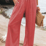 Pantaloni estivi in lino da donna – Elastico in vita e vestibilità comoda e ampia