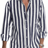 Camicia elegante a righe da uomo – Manica lunga stile casual e moderno