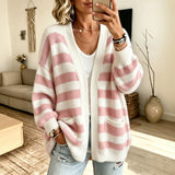Cardigan donna a righe con tasche - Comodo e pratico