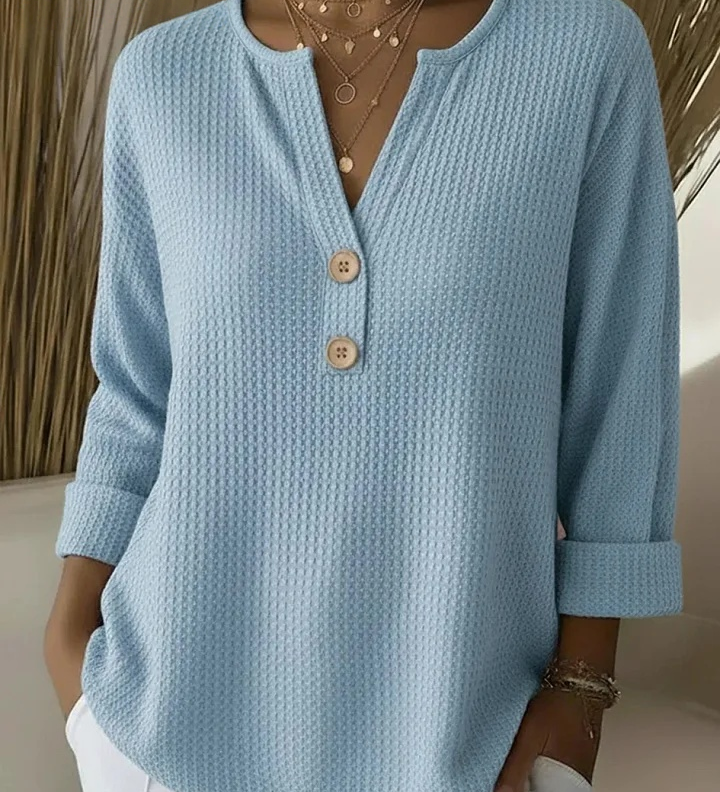 Benedetta™ | Top henley goffrato con bottoni