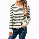 Cardigan da donna in maglia a righe a maniche lunghe – Stile casual, comodo e dalla vestibilità ampia