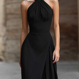 Abito Maxi A-Line per Donne – Con Collo Halter e Spacco per Uso Estivo
