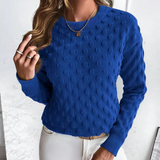 Maglione da donna in cashmere lavorato a trecce con scollo rotondo