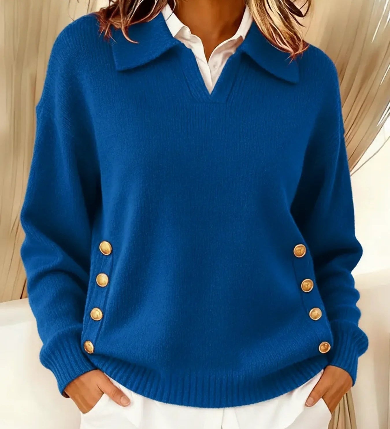 Giovanna™ | Maglione con collo polo e bottoni