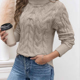Maglione da donna a collo alto lavorato a trecce – Modello testurizzato a maniche lunghe per le giornate più fresche