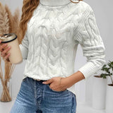Maglione da donna a collo alto lavorato a trecce – Modello testurizzato a maniche lunghe per le giornate più fresche