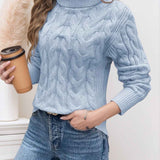 Maglione da donna a collo alto lavorato a trecce – Modello testurizzato a maniche lunghe per le giornate più fresche