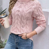 Maglione da donna a collo alto lavorato a trecce – Modello testurizzato a maniche lunghe per le giornate più fresche