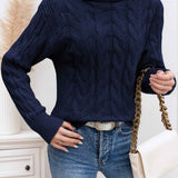 Maglione da donna a collo alto lavorato a trecce – Modello testurizzato a maniche lunghe per le giornate più fresche