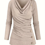 Maglia Casual Donna in Maglia con Collo Alto e Dettagli a Volant Moda Quotidiana alla Moda Leggera e Confortevole