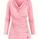 Maglia Casual Donna in Maglia con Collo Alto e Dettagli a Volant Moda Quotidiana alla Moda Leggera e Confortevole