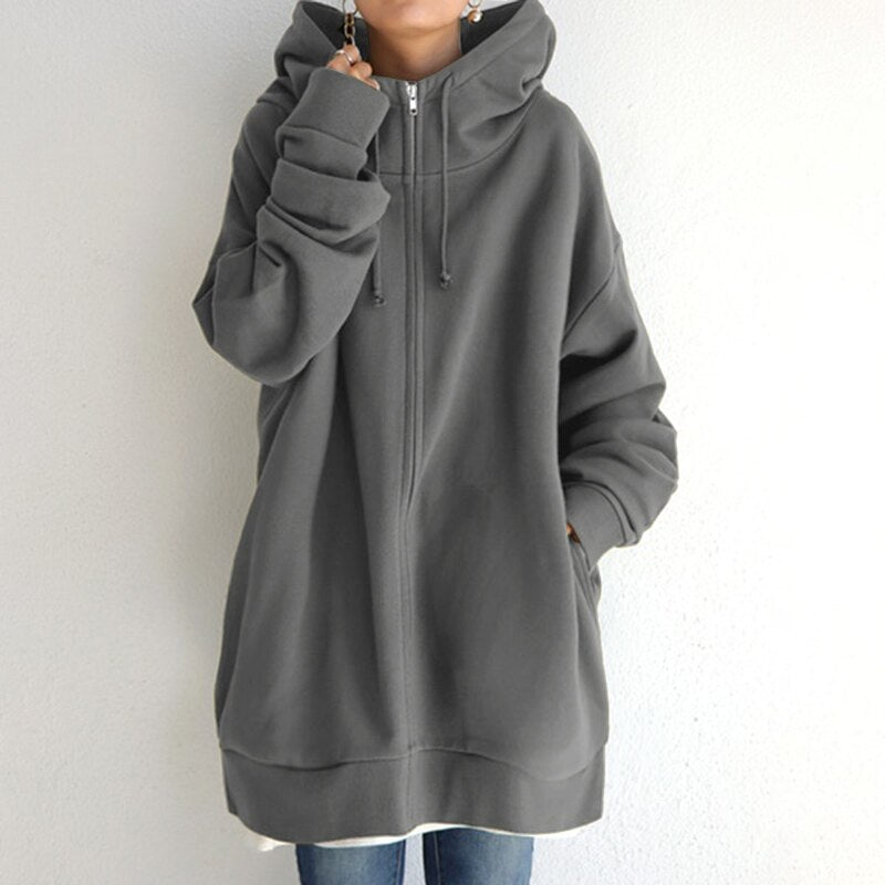 Felpa con cappuccio oversize calda da donna