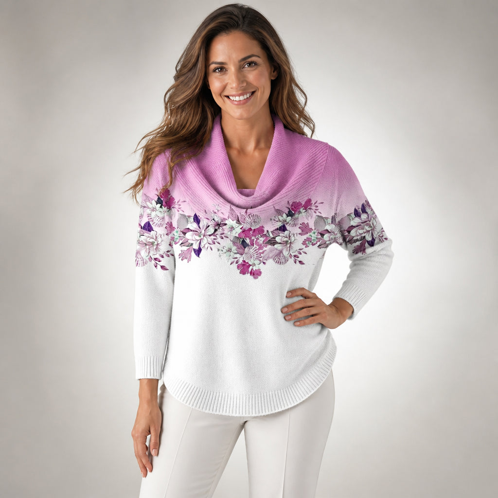 Gaia™ | Maglione collo alto ricamato floreale