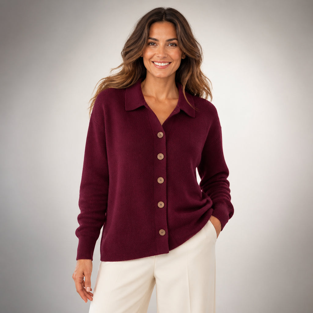 Cardigan con collo e bottoni morbido e comodo