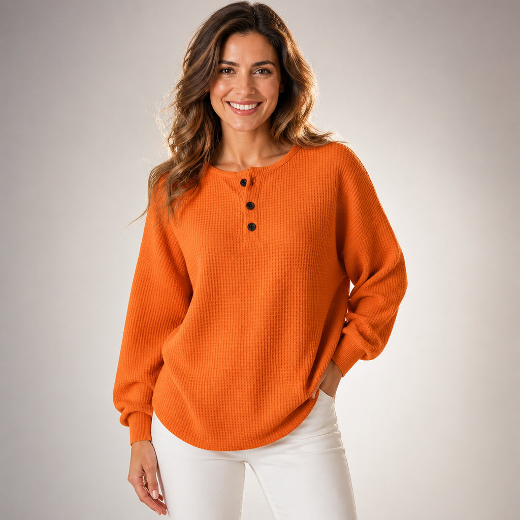 Luisa™ | Maglione henley goffrato morbido