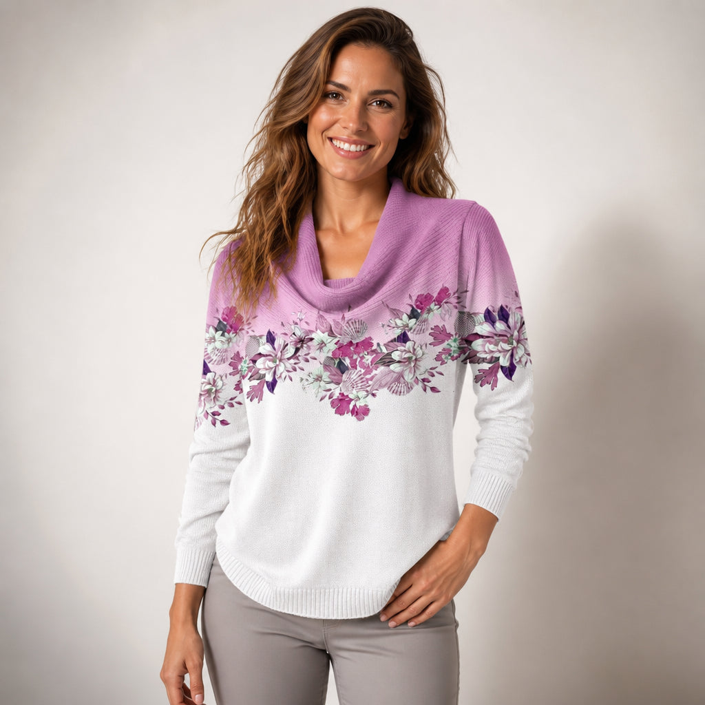 Gaia™ | Maglione collo alto ricamato floreale