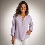 Top henley goffrato con bottoni | Comfort e stile