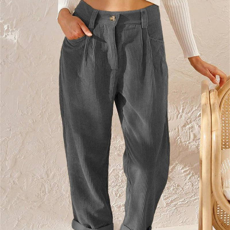Donna - Pantaloni in corda - Morbido misto cotone - Vestibilità elegante e confortevole