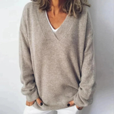 Maglione da donna dal taglio morbido con scollo a V – Maglia a maniche lunghe e morbida per tutti i giorni