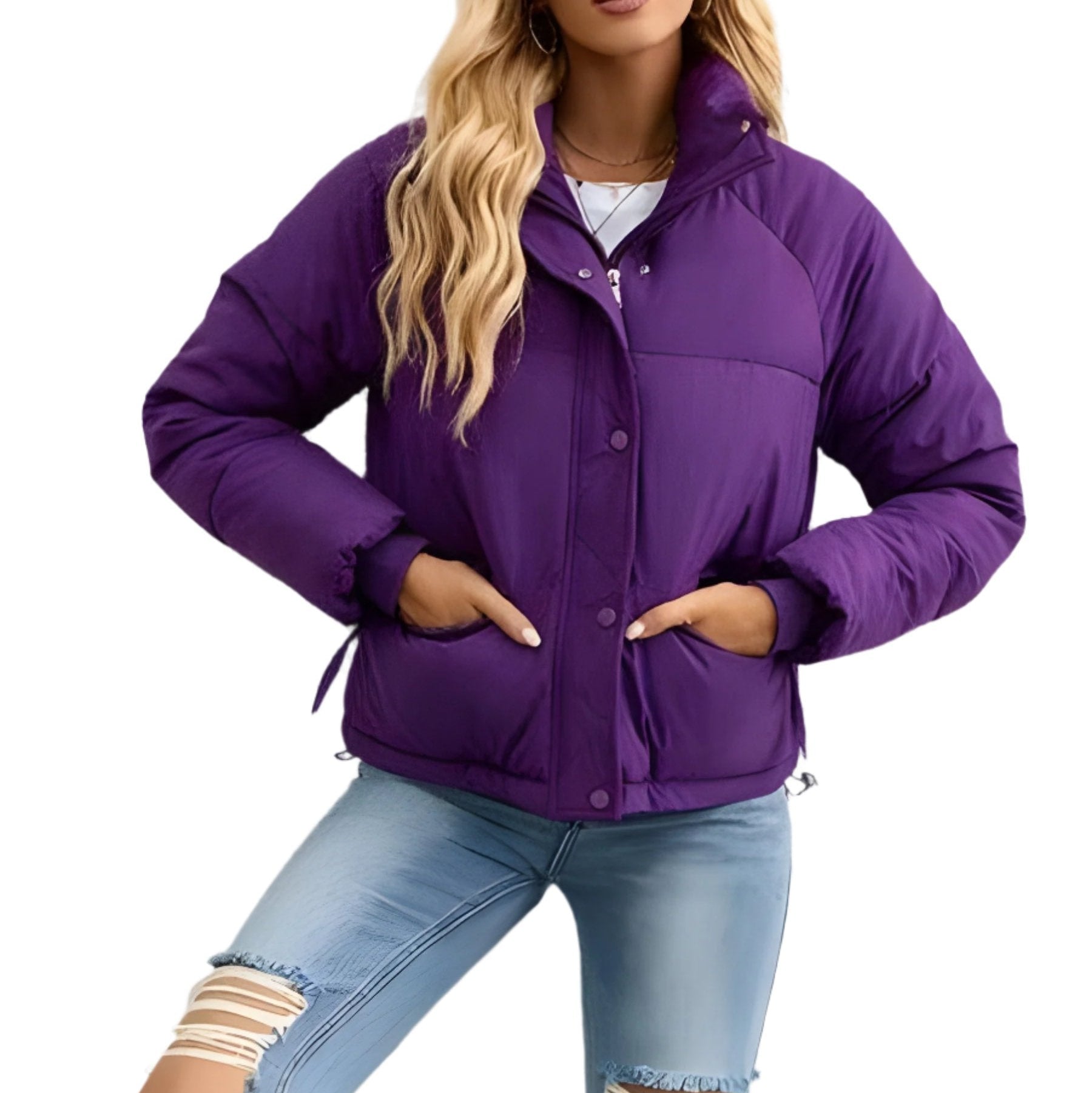 Donna - Giacca Puffer - Calda zip a collo alto