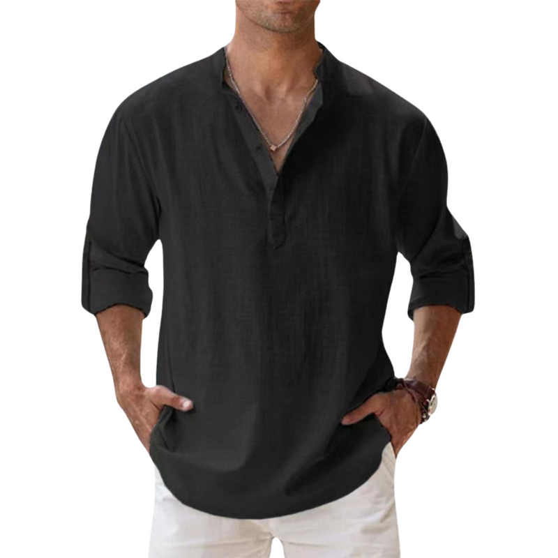 Varel | Camicia Henley in cotone effetto lino
