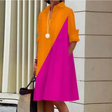 Abito casual midi da donna in cotone e lino – Vestibilità comoda per tutti i giorni