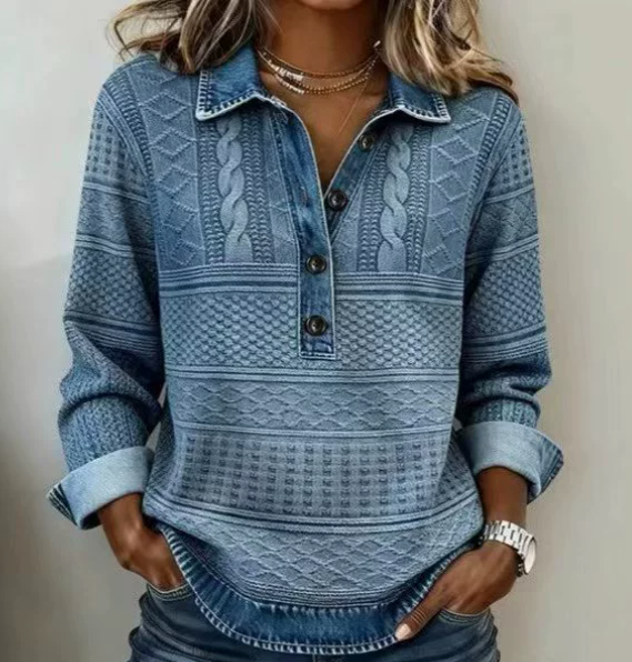 Felpa Oversized da Donna – Con Bottoni e Collo, Adatta per Uso Casual